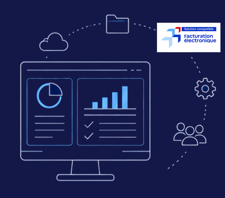 Infographie représentant Dolibarr Solution compatible facturation électronique.